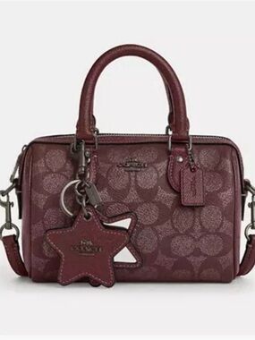 Coach Mini Rowan Crossbody Bag And Mirror Bag Charm Set In Signature Canvas